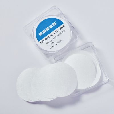 qualidade  Hydrophobic Polytetrafluoroethylene PTFE Membrane Disc Filter 0.45µm 25mm Dia fábrica