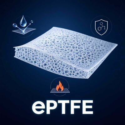 Membrana hidrofóbica oleofóbica de PTFE com camada de suporte de PET e estrutura microporosa para filtragem por membrana de filtro de ePTFE